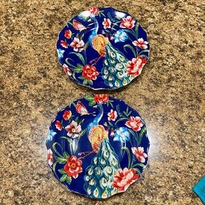 Set of 2 Pier 1 PEACOCK 8.5" Salad Plates